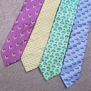 Lot of 4 Men's Whimsical Ties Southern Proper Baseball Jackets Fish Hats